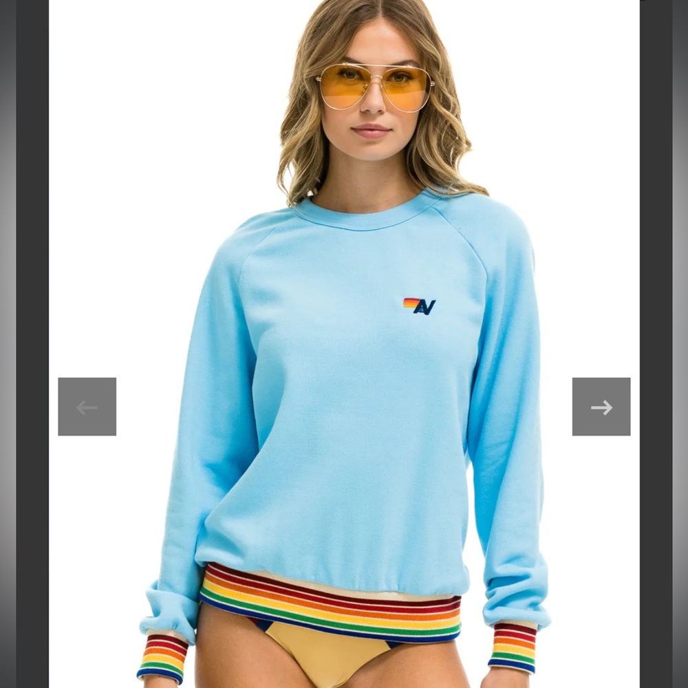 RAINBOW RIB WOMENS POCKET SWEATSHIRT AND SWEATPANTS - SKY
